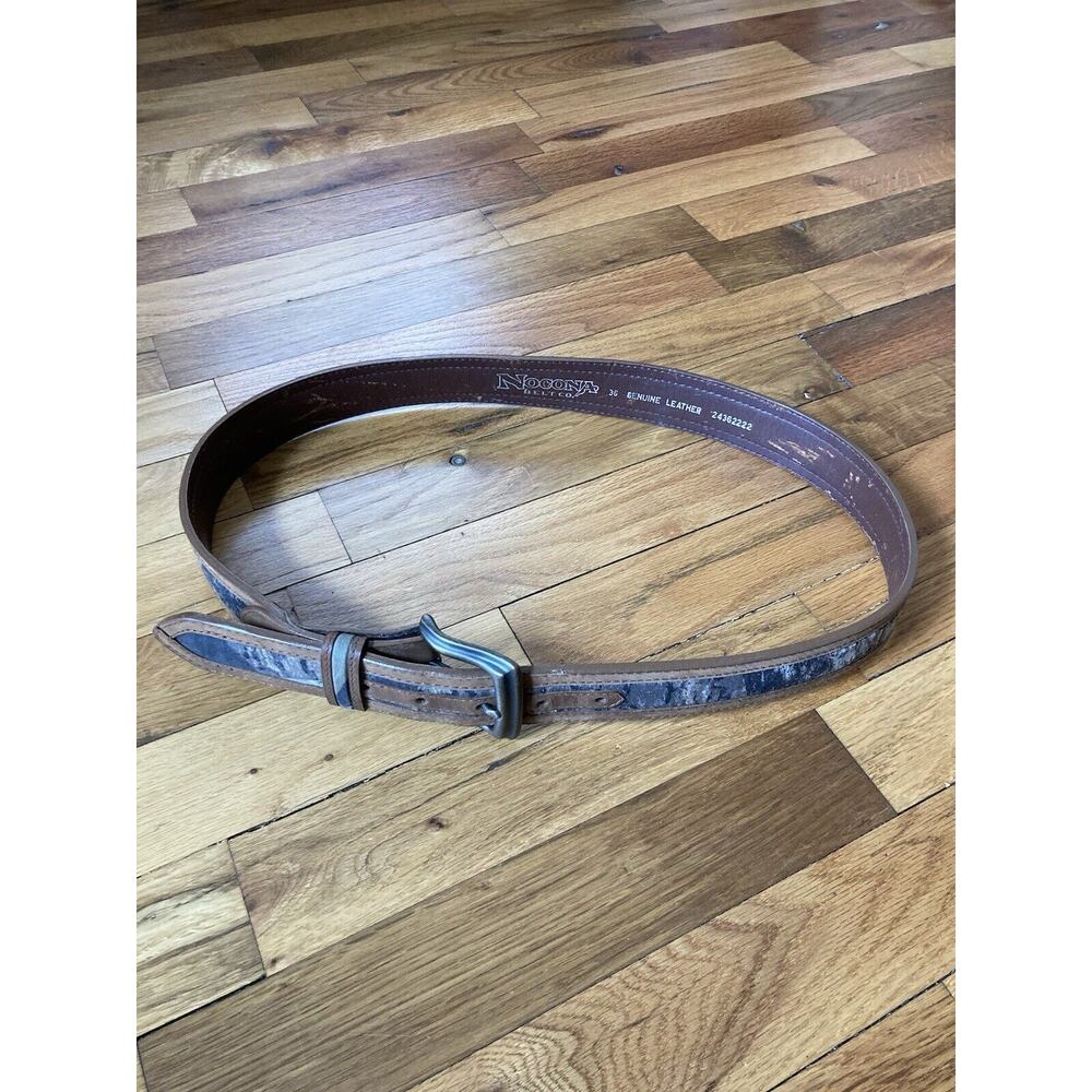 Nocona Mens Brown Leather Belt with Camo Center Inlay N24362222